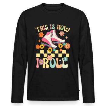 Groovy Patinage à roulettes Rollschuhfahrer - T-shirt manches longues Premium bio Homme - noir - Devant - Nico (187cm)