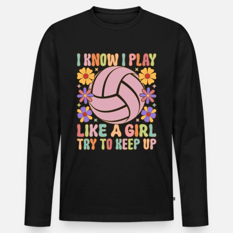 Softball Mädchen - Männer Premium Bio Langarmshirt - Schwarz