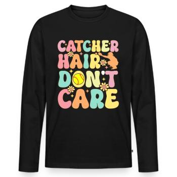 Softball Catcher Softball Player - Men's Premium Organic Long Sleeve Shirt - black - Front - Nico (187cm)