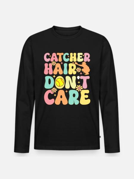 Softball Catcher Softball Player - Men's Premium Organic Long Sleeve Shirt - black