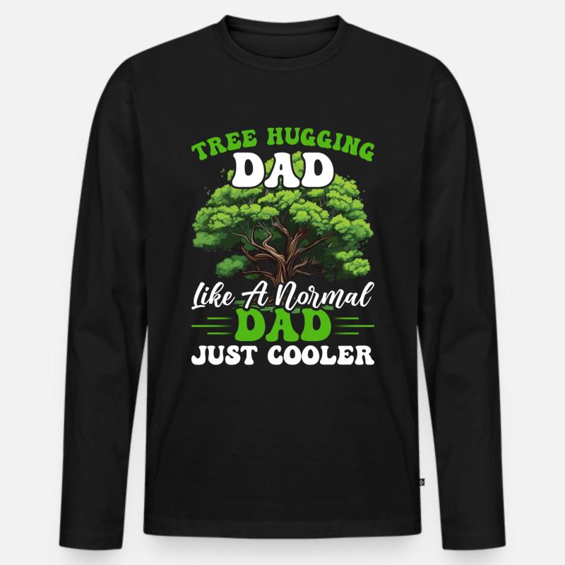 Tree Hugger Dad - Männer Premium Bio Langarmshirt - Schwarz