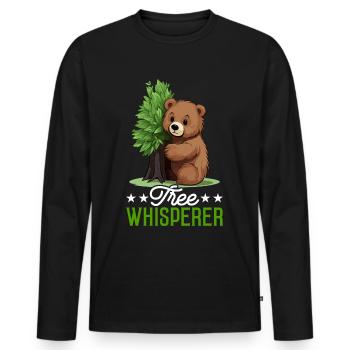 Tree Hugger Environmentalist Bear - Men's Premium Organic Long Sleeve Shirt - black - Front - Nico (187cm)