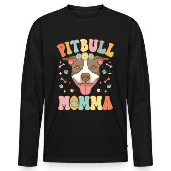 Groovy Pitbull Maman Amoureuse des chiens - T-shirt manches longues Premium bio Homme - noir - Devant - Nico (187cm)