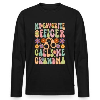 Policier Mamie - T-shirt manches longues Premium bio Homme - noir - Devant - Nico (187cm)