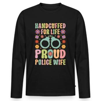 Policeman Wife - Men's Premium Organic Long Sleeve Shirt - black - Front - Nico (187cm)