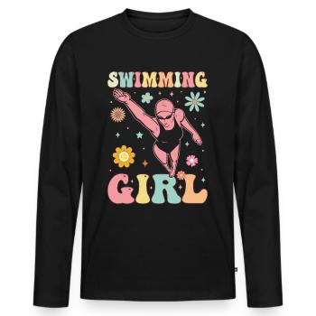 Groovy Schwimmerin - Männer Premium Bio Langarmshirt - Schwarz - Vorne - Nico (187cm)
