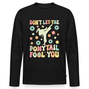 Taekwondo Girl Karate - Men's Premium Organic Long Sleeve Shirt - black - Front - Nico (187cm)