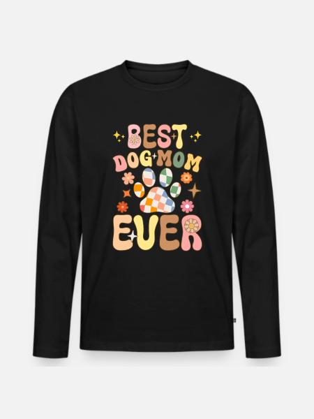 Groovy Pekingese Mom - Men's Premium Organic Long Sleeve Shirt - black
