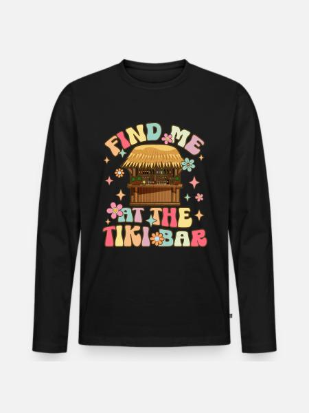 Groovy Hawaii-Urlaubsparty - Männer Premium Bio Langarmshirt - Schwarz