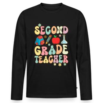 Groovy Grundschullehrerin - Männer Premium Bio Langarmshirt - Schwarz - Vorne - Nico (187cm)