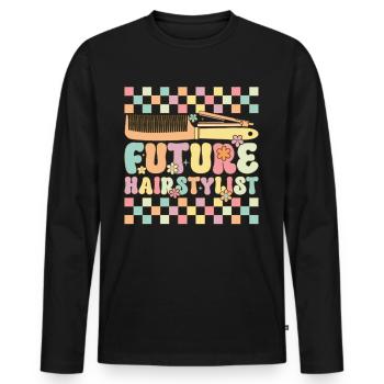 Groovy Friseur - Männer Premium Bio Langarmshirt - Schwarz - Vorne - Nico (187cm)