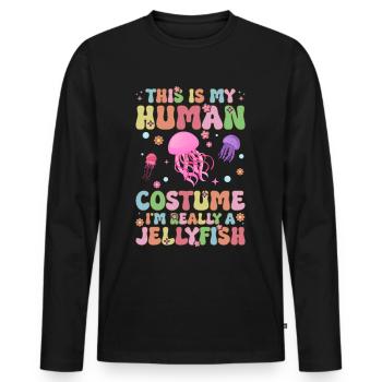 Groovy Ocean Animal - Men's Premium Organic Long Sleeve Shirt - black - Front - Nico (187cm)