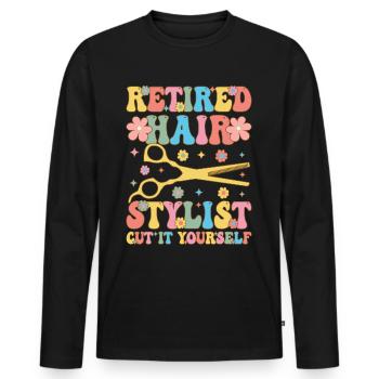 Coiffeur Groovy - T-shirt manches longues Premium bio Homme - noir - Devant - Nico (187cm)