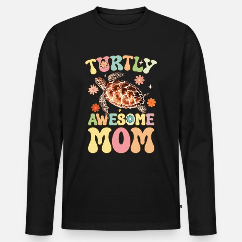 Groovy Turtle Lover Mom - Männer Premium Bio Langarmshirt - Schwarz