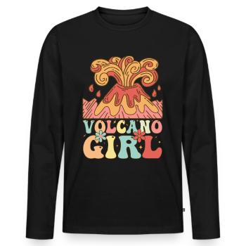 Groovy Volcanoes Female Volcano Lover Geolo - Men's Premium Organic Long Sleeve Shirt - black - Front - Nico (187cm)