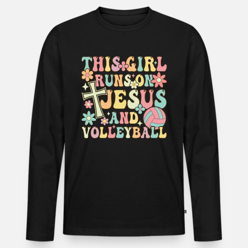 Volleyball Mädchen - Männer Premium Bio Langarmshirt - Schwarz