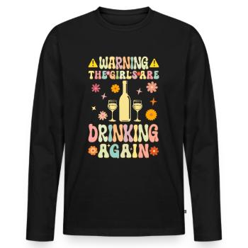 Groovy Wine Drinking - Men's Premium Organic Long Sleeve Shirt - black - Front - Nico (187cm)