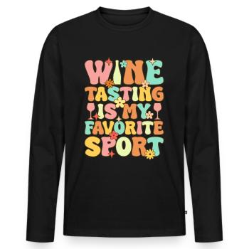 Groovy Wine Drinking - Men's Premium Organic Long Sleeve Shirt - black - Front - Nico (187cm)