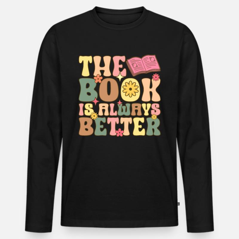Groovy Book Reader Buch lesen - Männer Premium Bio Langarmshirt - Schwarz