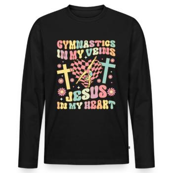 Groovy Cartwheel - Männer Premium Bio Langarmshirt - Schwarz - Vorne - Nico (187cm)