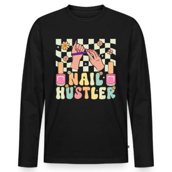 Groovy Nail Tech Nail Artist - Männer Premium Bio Langarmshirt - Schwarz - Vorne - Nico (187cm)