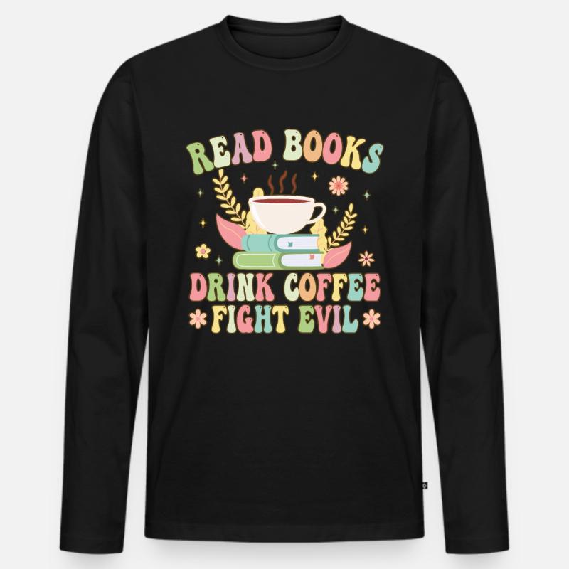 Groovy Book Reader Buch lesen - Männer Premium Bio Langarmshirt - Schwarz