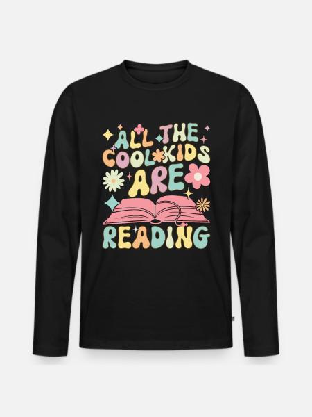 Groovy Book Reader Book Reading - Men's Premium Organic Long Sleeve Shirt - black