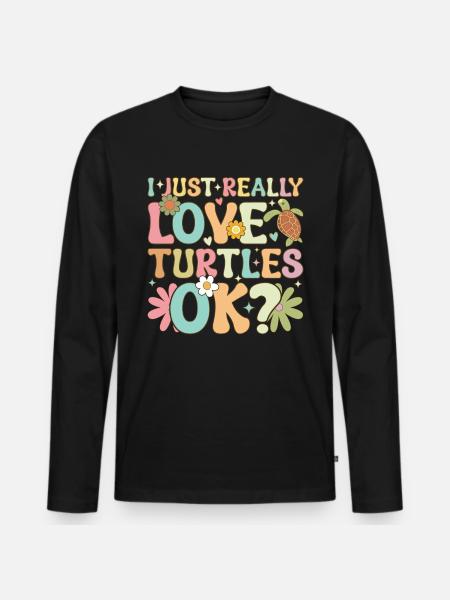 Groovy Sea Turtle - Men's Premium Organic Long Sleeve Shirt - black