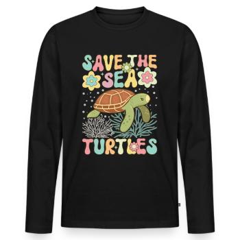 Groovy Schildkrötenliebhaber - Männer Premium Bio Langarmshirt - Schwarz - Vorne - Nico (187cm)