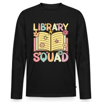 Groovy Book Reader Librarian - Men's Premium Organic Long Sleeve Shirt - black - Front - Nico (187cm)
