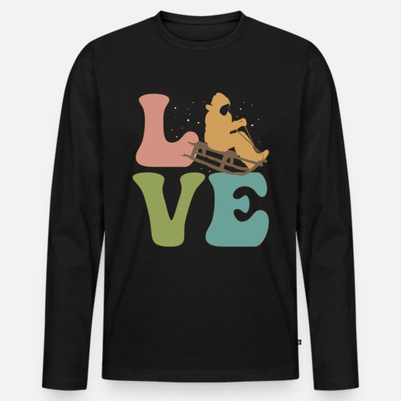 LOVE Schlittenfahrt Schlitten - Männer Premium Bio Langarmshirt - Schwarz