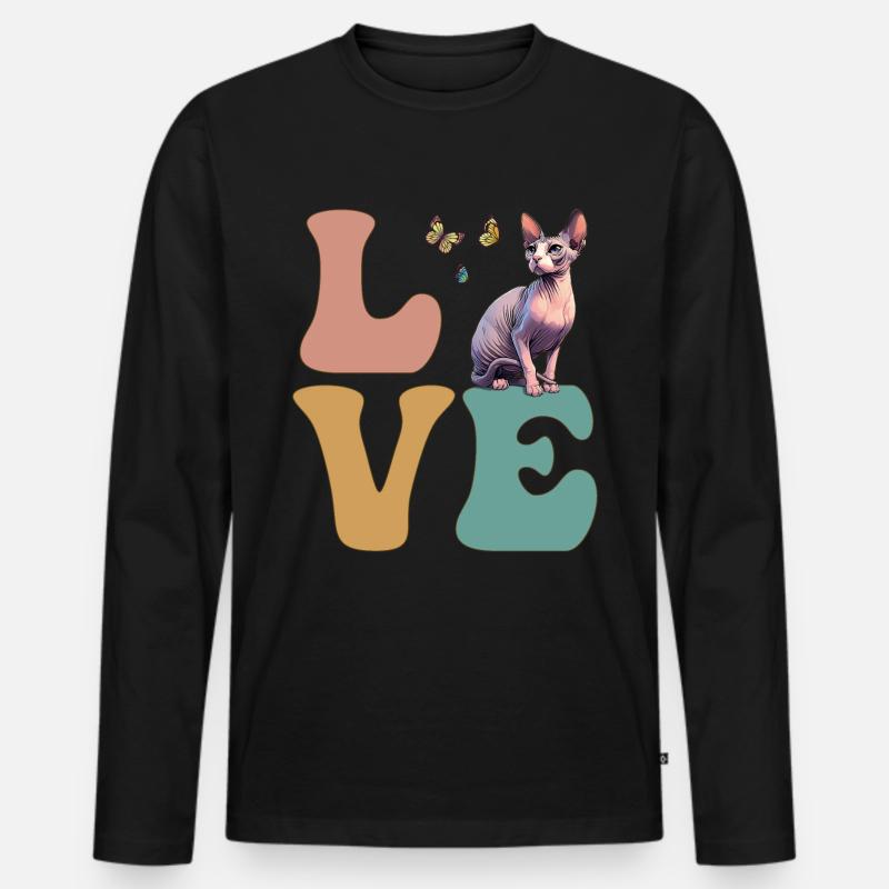 LIEBE Sphynx-Katze - Männer Premium Bio Langarmshirt - Schwarz