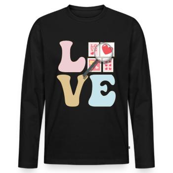 LOVE Stamp Collector Stamp Collecting - Men's Premium Organic Long Sleeve Shirt - black - Front - Nico (187cm)