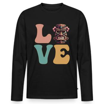 LOVE Tiki Luau Hawaii Tiki Mask - Men's Premium Organic Long Sleeve Shirt - black - Front - Nico (187cm)