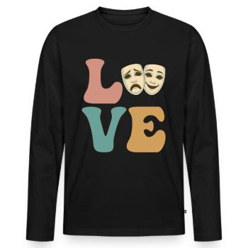 AMOUR, Théâtre, Drame, Comédie, Théâtre de mascarade - T-shirt manches longues Premium bio Homme - noir - Devant - Nico (187cm)