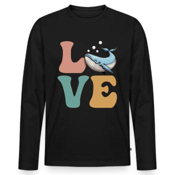 CHER amoureux des baleines mers scientifiques marins - T-shirt manches longues Premium bio Homme - noir - Devant - Nico (187cm)