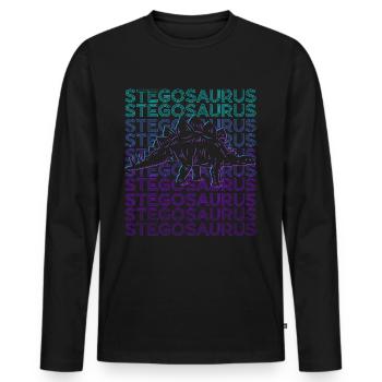 Stegosaurus Dinosaur Retro - Men's Premium Organic Long Sleeve Shirt - black - Front - Nico (187cm)