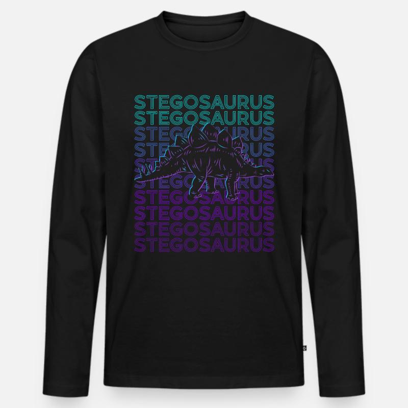 Stegosaurus Dinosaurier Retro - Männer Premium Bio Langarmshirt - Schwarz