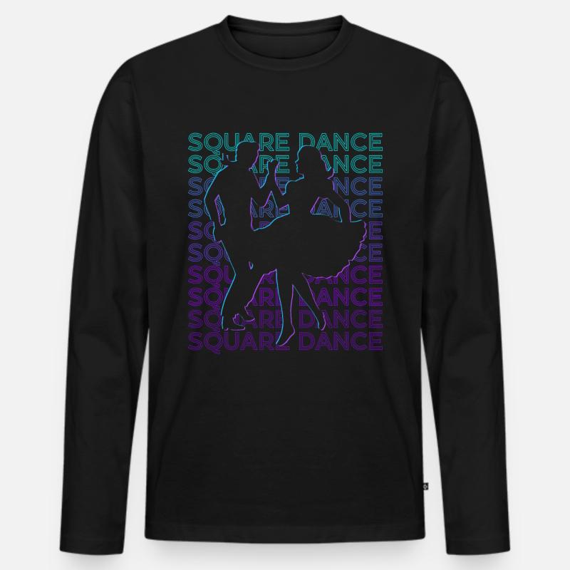 Square Dance Tanzen Retro - Männer Premium Bio Langarmshirt - Schwarz