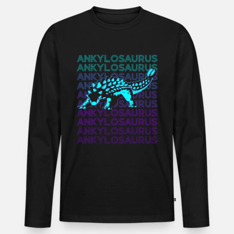 Ankylosaurus Dinosaurier Retro - Männer Premium Bio Langarmshirt - Schwarz