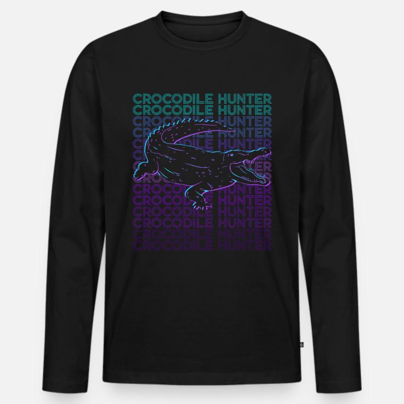 Krokodiljäger Krokodiljagd Retro - Männer Premium Bio Langarmshirt - Schwarz