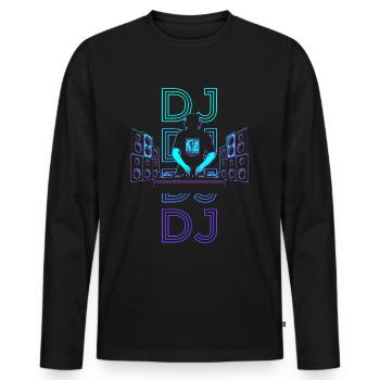 Disc Jockey Turntable Retro - Men's Premium Organic Long Sleeve Shirt - black - Front - Nico (187cm)
