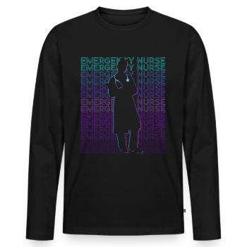 Infirmière d’urgence Infirmière d’urgence Retro - T-shirt manches longues Premium bio Homme - noir - Devant - Nico (187cm)