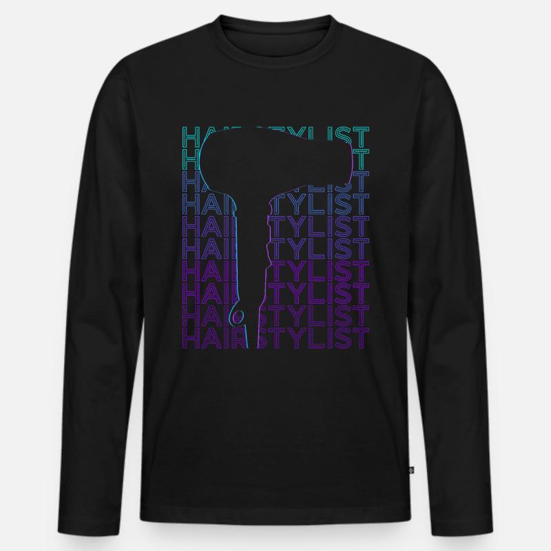 Friseur Friseurin Retro - Männer Premium Bio Langarmshirt - Schwarz