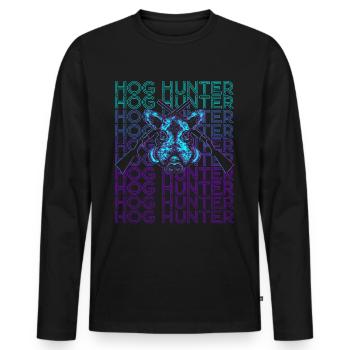 Hog Hunt Hog Hunter Rétro - T-shirt manches longues Premium bio Homme - noir - Devant - Nico (187cm)