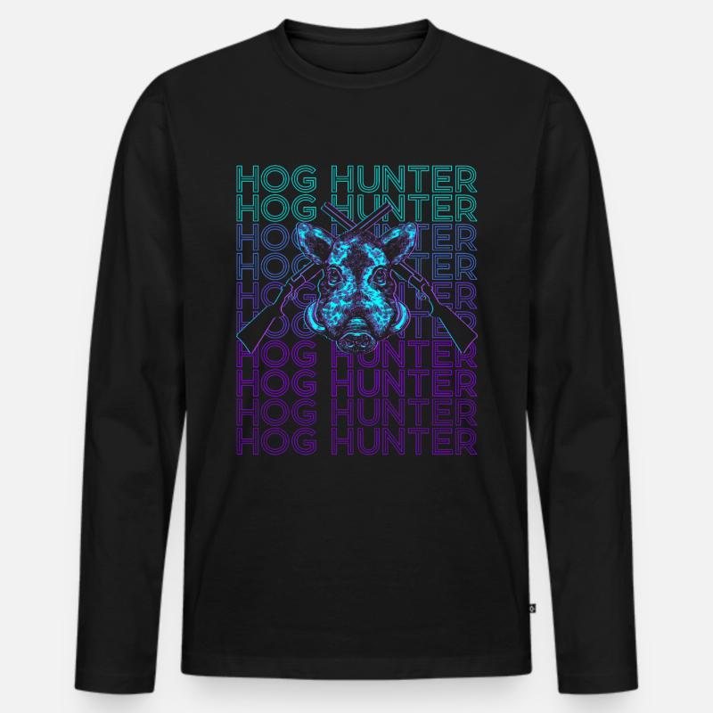 Schweinejagd Hog Hunter Retro - Männer Premium Bio Langarmshirt - Schwarz