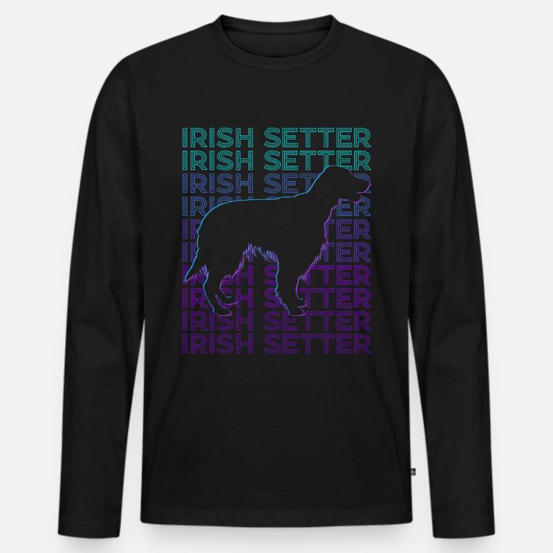Irish Setter Hund Retro - Männer Premium Bio Langarmshirt - Schwarz