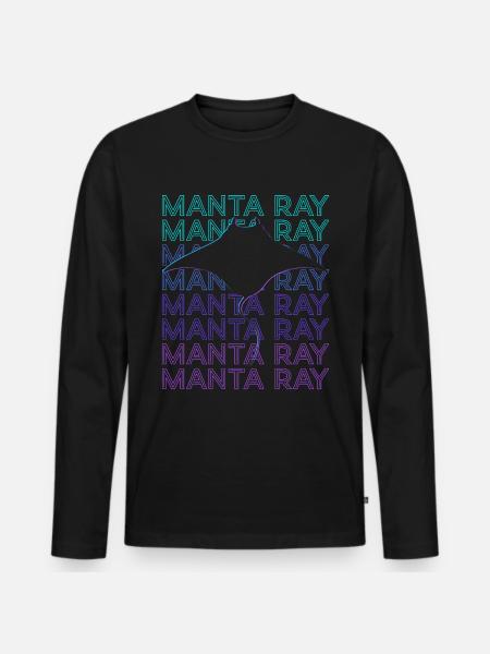 Manta Ray Stingray Retro - Men's Premium Organic Long Sleeve Shirt - black