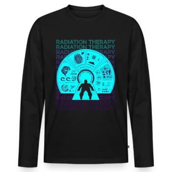 Radiation Therapy Radiation Therapist Retro - Men's Premium Organic Long Sleeve Shirt - black - Front - Nico (187cm)