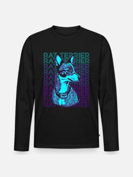 Rat Terrier Dog Retro - Men's Premium Organic Long Sleeve Shirt - black